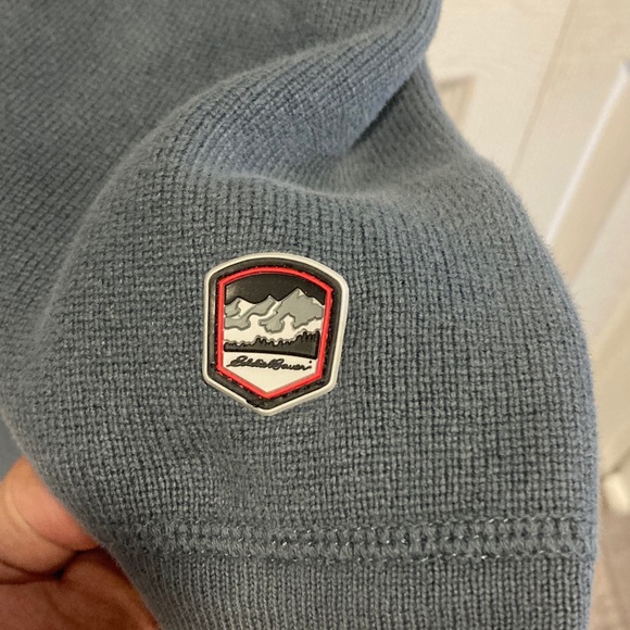 Eddie Bauer Sweater Mens L Blue Gray Stripe Pullover Crewneck - Picture 3 of 8